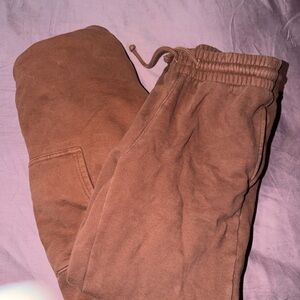 TNA Cozy Fleece Pants in Warm Brown